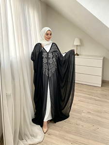 Muslim Women Luxury <b>Chiffon</b> Abaya with Beads Batwing Sleeve Modest Kaftan (6742) - Product Image 5