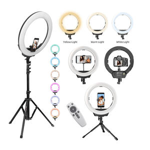 18-дюймовая светодиодная кольцевая лампа для селфи-видео 3200K-6500K Регулируемая яркость мягкое заполнение пульт дистанционного управления для фотографического освещения - Product Image 4