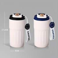 Tasse isotherme en acier inoxydable de 450 ml avec poignée et anse, bord doré, isolation thermique, compatible lave-vaisselle, pour le bureau, idéale pour les cadeaux promotionnels