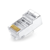 8P8C RJ45 konektor Plug berpelindung untuk Cat5 Cat5e Cat6 Cat6a Cat7 Cat8 FTP dengan kontak tembaga dan wadah baja tahan karat