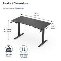 Bureau d'ordinateur réglable en hauteur électrique AOR, design ergonomique, bureau simple ou double, bureau debout, bureau noir