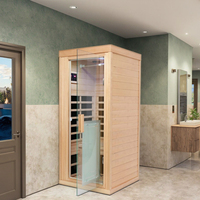 Salle de sauna infrarouge lointain en bois de qualité supérieure, sauna en bois unique pour la maison, intérieur luxueux, pour un confort ultime