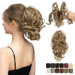 Elegante Cola <span class=keywords><strong>de</strong></span> Caballo Sintética DIY con Clip, Extensiones <span class=keywords><strong>de</strong></span> Cabello para Uso Diario, Postizo, Moño, Cabello Rubio <span class=keywords><strong>Natural</strong></span> Falso, Cola <span class=keywords><strong>de</strong></span> Caballo Postiza - Product Image 1