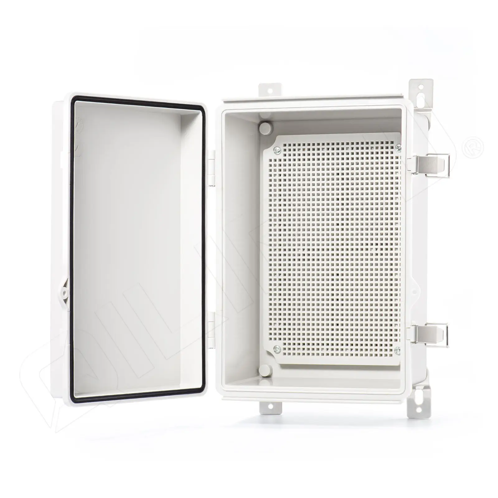 Caixa de junção IP67 para exterior, caixa elétrica Qilipsou, caixa de plástico ABS com dobradiças, porta cinza para projetos de 11,2 "x 7,7" x 5,1