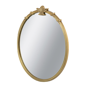 Round <b>Wall</b> Mirror 30x31 Gold Finish <b>Decorative</b> <b>Leaf</b> Crest - Product Image 5
