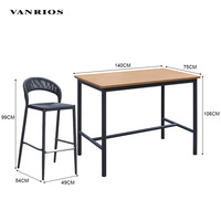VANRIOS Vente en gros Bar moderne Dessus de table à lamelles en aluminium Salle à manger de luxe Café Mobilier de jardin Ensemble table à manger d'extérieur
