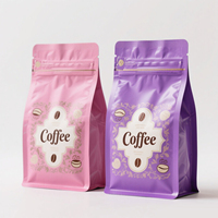 Emballage de café en plastique recyclable personnalisé, pochette à fond plat en aluminium avec fermeture éclair et valve à gaz, pour grains, aliments pour animaux et gelée