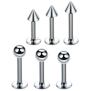 VRIUA 1Pc Stainless Steel Ear Piercing Eyebrow Lip Labret Tongue Piercing Nose Ring Rook Helix Body Piercing