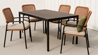 Chaise de salle à manger d'extérieur empilable en rotin PE résistant aux intempéries avec coussin, fauteuil en métal aluminium, mobilier de maison moderne