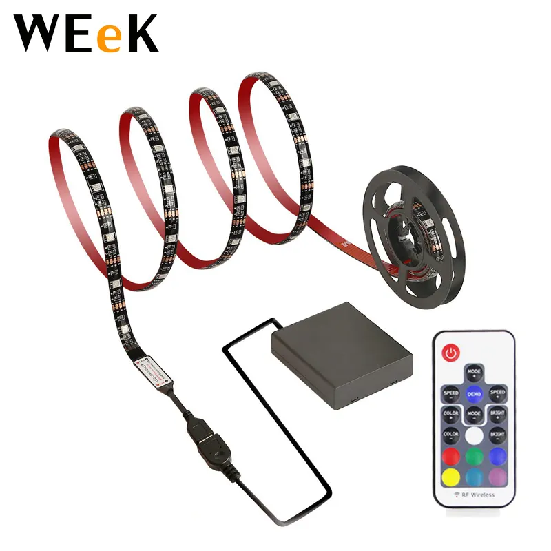 LED Strip Light Battery Powered 2-meters RGB LED Light Strip with 17keys RF Remote Controller and Battery Box