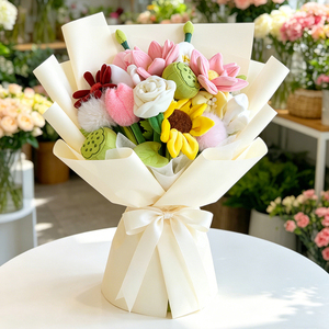 Bouquet di Fiori di Peluche Morbidi <span class=keywords><strong>e</strong></span> Carini, Tulipani, Rose <span class=keywords><strong>e</strong></span> Girasoli Imbottiti, Regalo per San Valentino, Decorazione per la Casa - Product Image 1