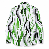 Chemise décontractée à manches longues en popeline pour homme, motif camouflage ondulé, 100 % polyester, séchage rapide, respirante, automne, vente en gros, OEM, ODM