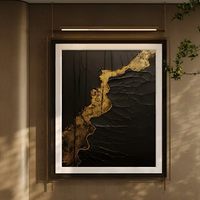 Rail mural pour œuvres d'art, cadre en métal foncé avec passe-partout blanc, éclairage LED abstrait, encadrement moderne pour décoration de bureau