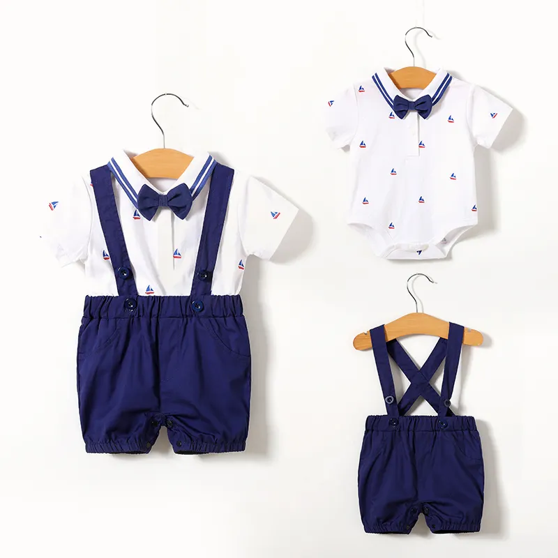 Wholesale Short Sleeve baby Bodysuits Baby Summer Clothes Set For Baby Boys