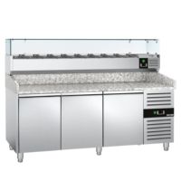 Table de préparation réfrigérée Gastro Pizza GGM ECO-2000x800mm-Trois portes-2-8C-A+++ Contrôle de température numérique à économie d'énergie Automatique