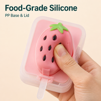 Moule à glaces réutilisable de qualité alimentaire avec couvercle hermétique, 2 cavités, en silicone, facile à démouler, empilable, écologique, sans BPA