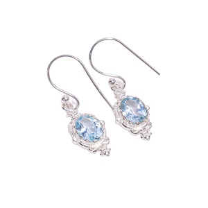 Boucles d'oreilles en topaze bleue, bijoux indiens en argent sterling 925, bijoux artisanaux faits à la main pour mariages et anniversaires - Product Image 1