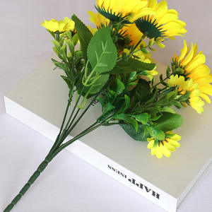 لن تذبل باقة 30 بدون صيانة-13 رأس زهرة صناعية حرير عباد الشمس الصفراء للزينة الخارجية فازة المنزل - Product Image 3