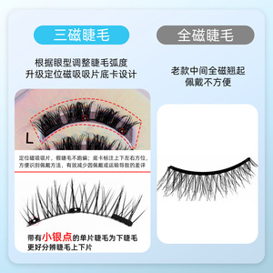Ensemble de faux cils magnétiques CT13, 2 paires, réutilisables, paire complète, tige en plastique noire - Product Image 5