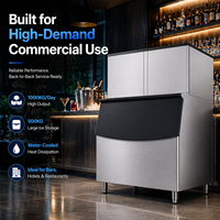 Équipement de réfrigération commerciale, machine à glaçons carrés modulaire, machine à fabriquer des blocs de glace, 1 tonne avec lumière bleue LED