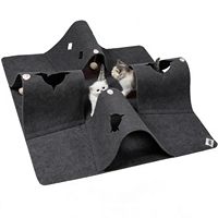 Tapis de jeu pour chat en feutre de laine réglable, moderne, durable, écologique, pliable, tunnel multi-trous, tapis interactif, jouet d'activité pour chaton