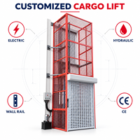 Monte-charge vertical robuste pour extérieur avec rail de guidage, 3 arrêts, hauteur de levage personnalisable, plateforme de levage de marchandises