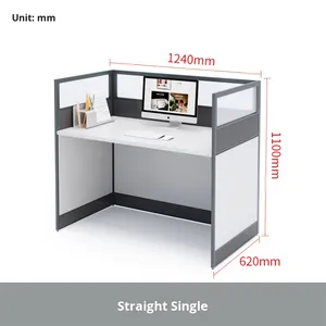 <span class=keywords><strong>Escritorio</strong></span> de Oficina Moderno y Sencillo de Madera con Panel Separador <span class=keywords><strong>para</strong></span> Cuatro Estaciones de Trabajo, Muebles de Oficina Comerciales de PVC <span class=keywords><strong>para</strong></span> Personal - Product Image 6