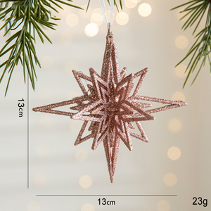 Hiasan Natal 3D oktagonal, dekorasi Natal bintang ledakan gantung pohon Natal - Product Image 4