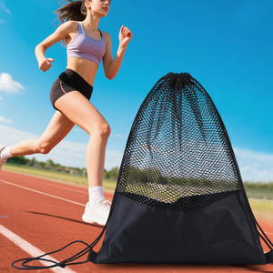 Custom Logo Mesh <b>Drawstring</b> <b>Bag</b> for Football Basketball Transparent Net <b>Drawstring</b> Backpack for Gym Sports - Product Image 6