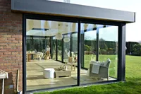 Portes coulissantes d'isolation thermique pour patio, en alliage d'aluminium, double vitrage, robustes, design moderne, extérieur, verre trempé