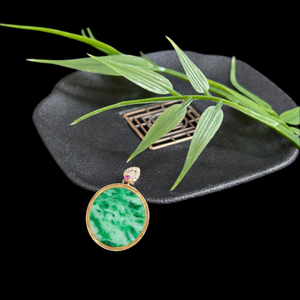 Pendentif en jadéite birmane <span class=keywords><strong>de</strong></span> qualité supérieure, grade A, rond, pour femme (certifié NGTC) - Product Image 3