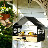 Nouveauté : mangeoire à oiseaux en forme de maison, à suspendre en extérieur, en fer galvanisé, alimentation automatique, auto-service, pratique, 480g