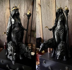 Sorcière <span class=keywords><strong>de</strong></span> la nuit Décoration intérieure Halloween Hécate Sorcière grecque Statue Figurine Chiens modernes <span class=keywords><strong>de</strong></span> la magie Sculpture en résine - Product Image 1