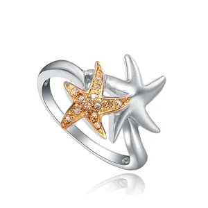 热销海星立方锆石女士珠宝批发手指经典925纯银戒指