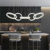 BGST décor à la maison haut plafond suspension lampe en acier Led rond moderne nordique luxe lustre en cristal pendentif lumière Restaurant