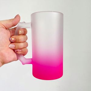 Mug en verre dépoli dégradé de 16 oz avec poignée, couleurs mélangées, pour sublimation – Entrepôt US - Product Image 1