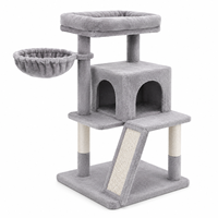 Direct usine Arbre à chat compact avec panier-coussin en peluche, rampe à griffer et structure gain de place