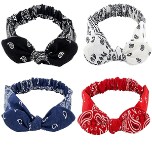 Bandes de cheveux élastiques à imprimé croisé noué pour femmes et filles Style chic Bandanas Accessoires - Product Image 1