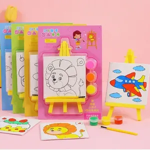 <span class=keywords><strong>Mini</strong></span> Set da Pittura per Bambini con <span class=keywords><strong>Mini</strong></span> Cavalletto, Colori Acrilici, Pennello, Giocattolo da Colorare con Animali Cartoon, Regalo per Bambini - Product Image 2