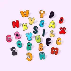 New Alloy Paint Badge Creative Cartoon Clothing Accessories Decorative Kawaii 26 English Letter Enamel Pins For Backpacks
