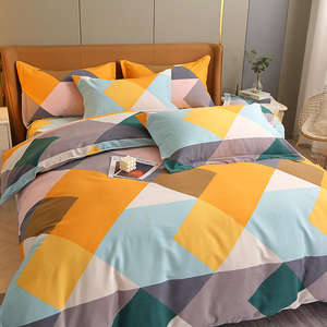 <strong>Japanese</strong> Styles <strong>Geometric</strong> Block Embroid 4 Pieces Full Cotton Brushed Fabric Kids Bedding Set - Product Image 3