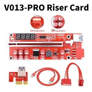 Nueva Tarjeta Riser V013-pro con Indicador LED de Temperatura, 10 Capacitores, Tarjeta Riser PCIE V013 Pro X1 X16 a Conector de Alimentación de 6 Pines - Product Image 2