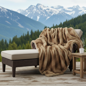 Plaid douillet et chaud Zhengtai Home Decor, en fausse fourrure de vison marron, doux et confortable - Product Image 6