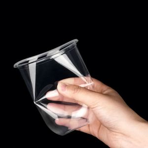 Gobelet en plastique à fond rond en forme de U avec logo personnalisé, nouveaux couvercles plats, gobelets jetables transparents en forme de U pour boissons - Product Image 6