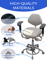 Chaise de travail ergonomique pour microscopes dentaires avec double accoudoir et repose-pieds pour clinique