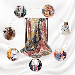 QL vente en gros femmes 4 pièces couleur mélangée 90*90cm Imitation <span class=keywords><strong>soie</strong></span> Satin <span class=keywords><strong>carré</strong></span> écharpe imprimé mouchoir Bandanas <span class=keywords><strong>pas</strong></span> <span class=keywords><strong>cher</strong></span> nouveau Design - Product Image 3