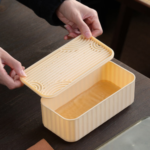Service à thé de voyage en porcelaine carré avec couvercle et rangement intégré pour usage extérieur et domestique, vaisselle à thé Kung Fu - Product Image 4