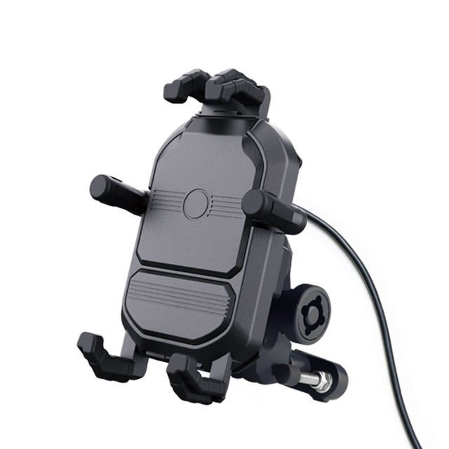 Bike and Motorcycle Anti-Thief Anti-Vibration Lock Sunscreen Rainproof Mobile Phone Mount Holder With Wireless Charger