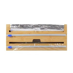 Groothandel Custom <span class=keywords><strong>2</strong></span>-In-1 Compatibele Bamboe Huishoudfolie Dispensers Aluminiumfolie Verpakking Opslag Laden Keuken Opbergdozen - Product Image 4