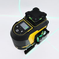 Niveau laser vert professionnel 4D 16 lignes avec écran LCD et indicateur d'angle, outil laser auto-nivelant pour la construction